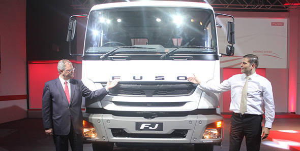 Albert Kirchmann and Marc Llistosella with the Fuso truck