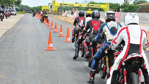 The slalom test at the Honda race training school