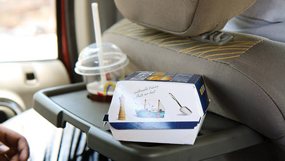 The parcel tray is identical to the Xylo and can't carry more than a sandwich and a small drink