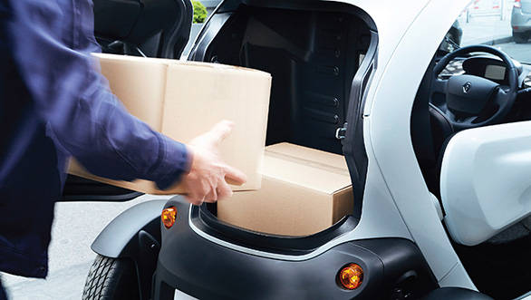 The Twizy Cargo's boot space opens through a door which can swing 90 degrees