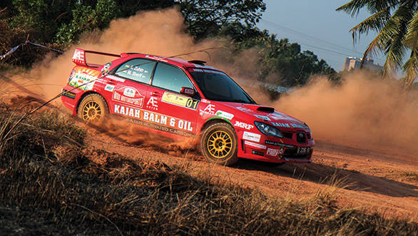 The rally Impreza doing what it is best at