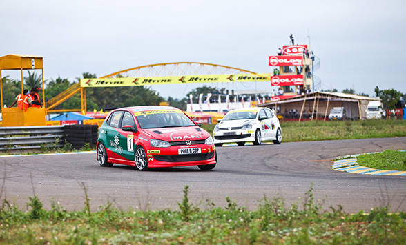 Rahil leading the inaugural race during Round 1 of Polo R Cup 2013