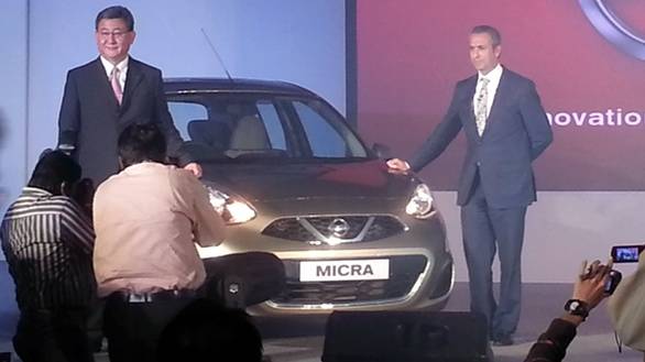 Nissan officials with the face-lifted Micra
