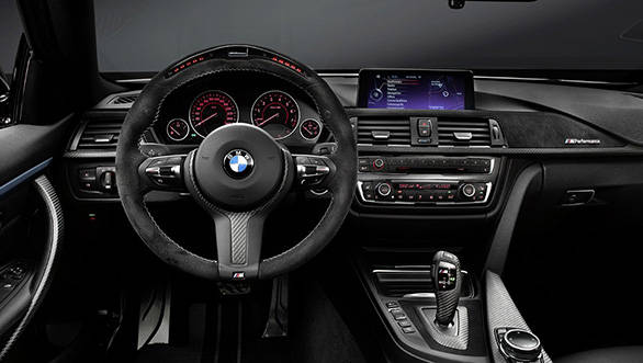 The interiors of the BMW M Peformance Package for the 4 Series Coupe