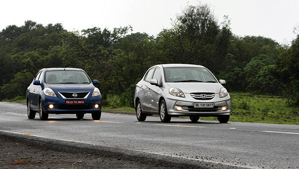 All three cars are closely matched in terms of performance, but the Amaze is the most fuel-efficient at 15.9 kmpl