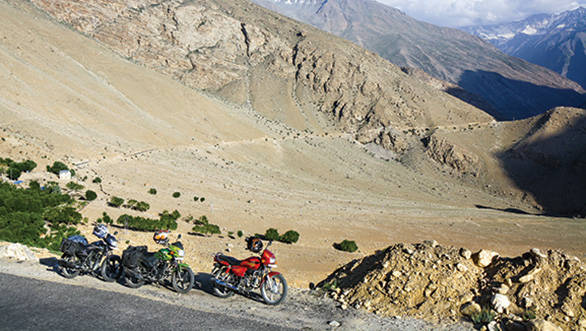 The bikes against the calm backdrop