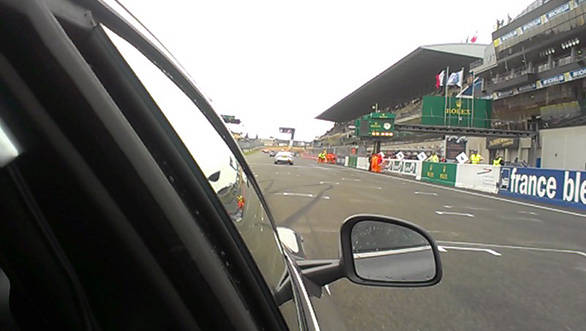 Heading down the start-finish straight at the Circuit de la Sarthe. It doesn't get better than this