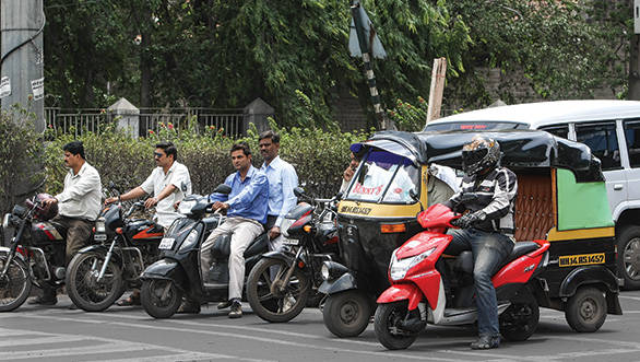 Getting the scooter to the front at lights was important