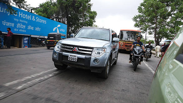 The Montero's bulk dictated a crawl through traffic