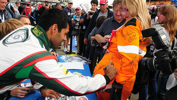 Karun obliges to a slightly unusual autograph request