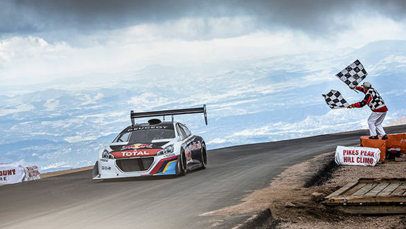 There he goes again - Loeb in his Peugeot 208 T16 at the Pikes Peak Hill Climb 2013