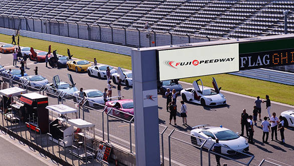 Lamborghini's at the Fuji International Speedway---Lamborghini Japan Owners Parade