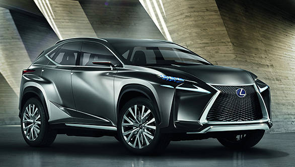 Lexus's spindle grille and a signature arrangement of the front lights can be noted