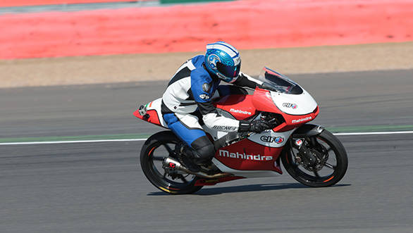 The Mahindra MGP3O you see here is the motorcycle that Mahindra uses to race in the Moto3 class as well as for the team they have in the Italian championship