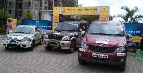 The winning cars at the Express Inn Rally of Nashik