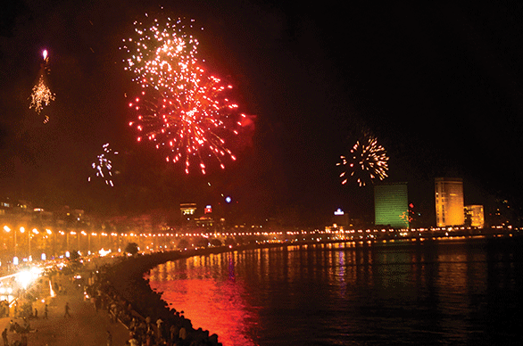 Diwali celebrations seen on the Marine Drive