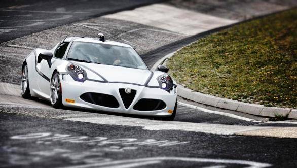 The 4C does a 0-100kmph in 4.6 seconds while reaching a top speed of around 257kmph