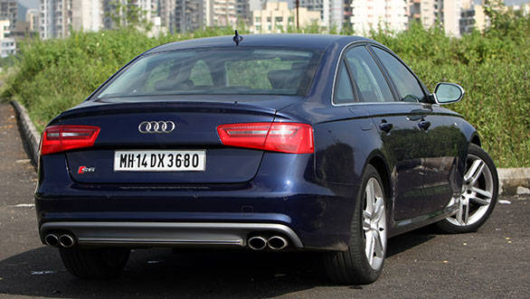 The S6 badge at the rear bumper differentiates the regular A6 and this one