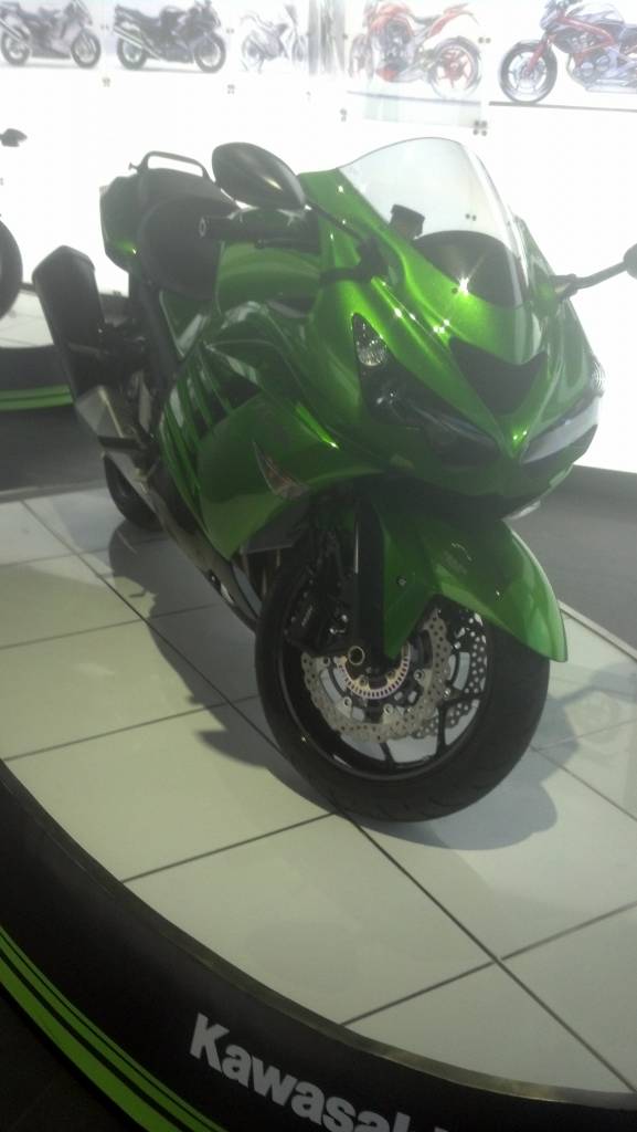 The 2013 ZX14R on display at the Kawasaki showroom in Pune