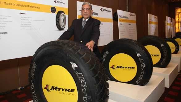 A K Bajoria, president, JK Tyre & Industries Ltd, with the newly launched range