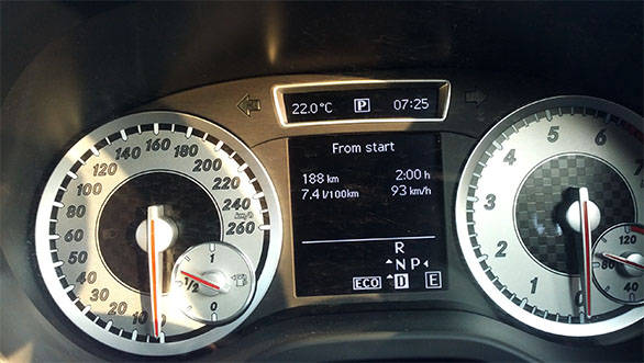 Two hours of continuous driving with an average speed of 93kmph and the A-Class still returns 13.3kmpl