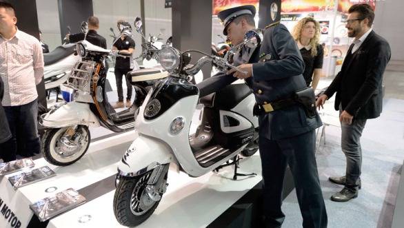 The fake Vespas being confiscated at EICMA