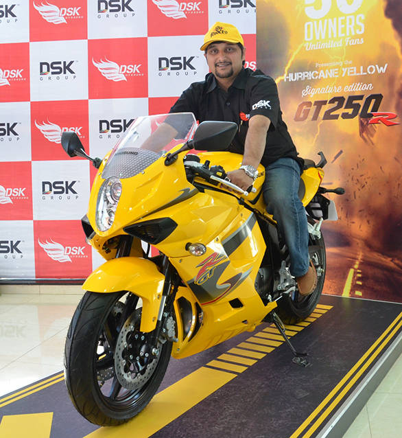 Sirish Kulkarni, director of DSK Motowheels with the limited edition Hyosung GT250R