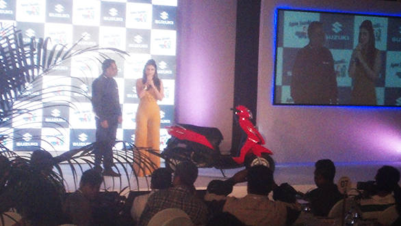 The new Suxuki 'Lets' 110cc scooter at the press unveil