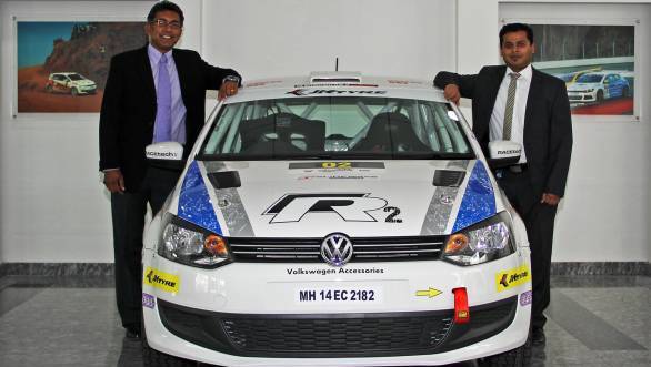 Newly appointed Head of Volkswagen Motorsport Sirish Vissa  (on the Left) & Prithviraj Siddappa (on the right)