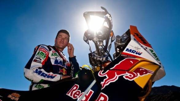 Marc Coma crashed atop the sand dunes during the second stage of the Dakar