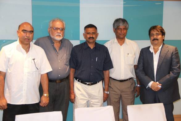 From left: Akbar Ebrahim of Meco Motorsport, Shrikant Karani of PCRT, J Prithviraj - the newly elected president of the FMSCI, J Balmurugan of Spitfire and Sanjay Sharma of HMSA