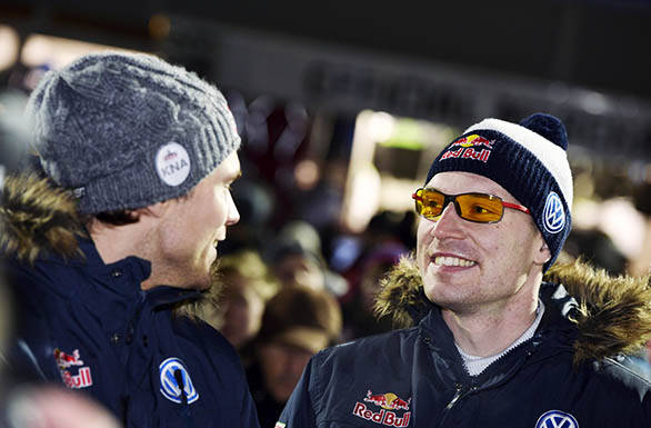 Mikkelson and Latvala look pleased at having beaten Seb Ogier