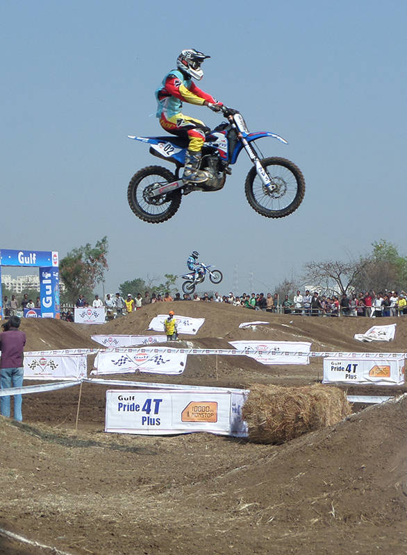 Riders taking on the man-made obstacles