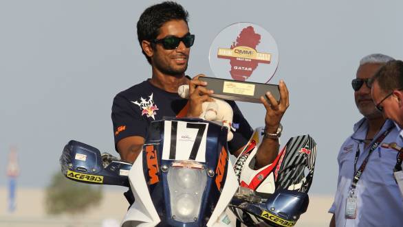 Santosh is also eighth in the overall standings in the motorcycle class