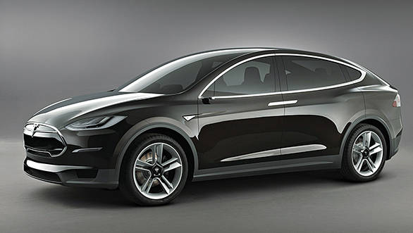 The latest Tesla Model X has a similar sloping roofline to the shadow outline of a car seen in the teaser video