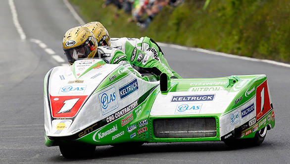 Although David Molyneux and Patrick Farrance had a near miss in the first Sidecar race, they made up for it by winning the second event in 2014