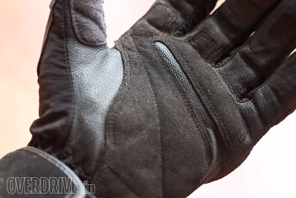 Note double layers of leather on the palm. This one is a waterproof glove so it uses a special kind of leather