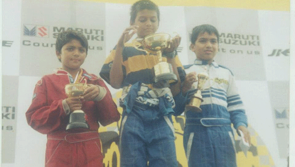 Parth Ghorpade (left) with a very young Vishnu Prasad on the top step of the podium