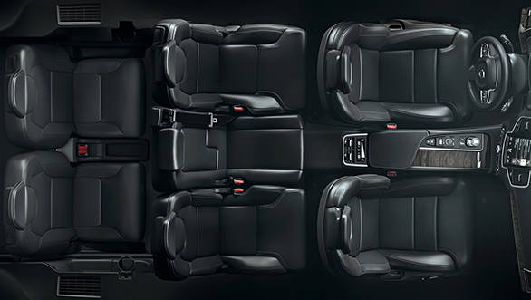 Top view of the seven seat configuration in the all-black trim option