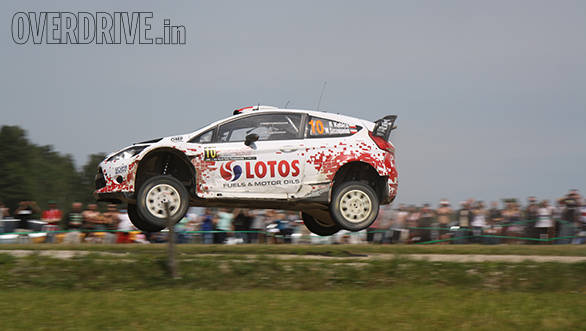 Robert Kubica cheered along by hordes of Polish fans, who, needless to say were disappointed when the M-Sport Ford driver lost a wheel on SS17