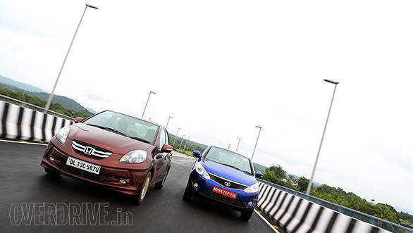 The Amaze is quickest of the lot, the Zest AMT is slower to shift  gears and hence not as quick