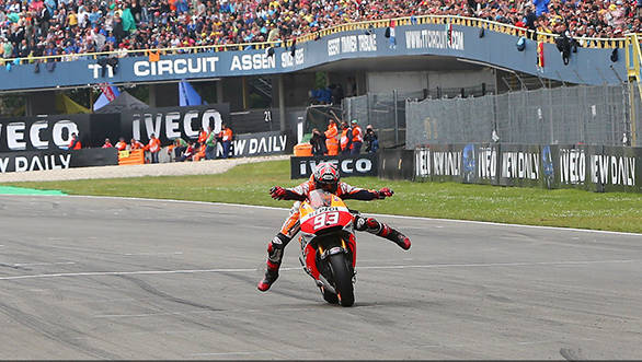 Even the rain couldn't stop Marquez from 'swimming' away from the competition in Assen