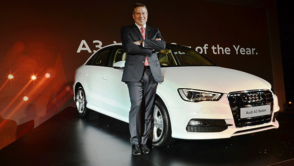Audi India head, Joe King strikes a serious pose with Audi's baby sedan
