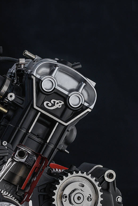 The external engine details are pretty cool with lots of detail work and recessed surfaces making the engine not only a significant part of the overall motorcycle design but also visually a very strong focus point of the motorcycle
