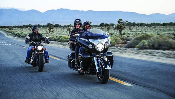 The Indian Chieftain (right) is the top model in the Indian line-up. The new Scout (left) now takes up position as the entry-range of Indian Motorcycles offering a significantly different proposition from the retro-chief 