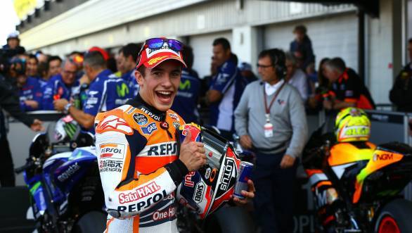 Eleventh win of twelve races clearly make Marquez a happy defending MotoGP champion!