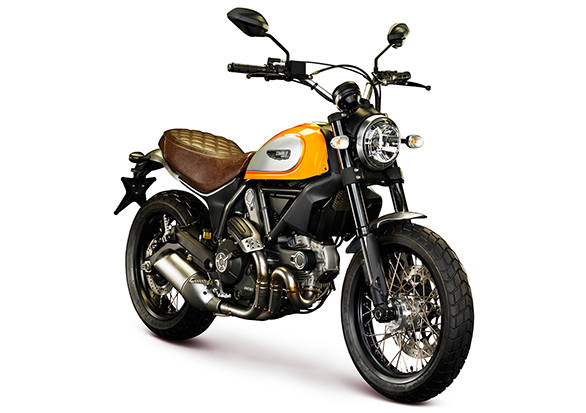 The Scrambler Classic comes in this colour called Orange sunshine  with a black frame and brown seat