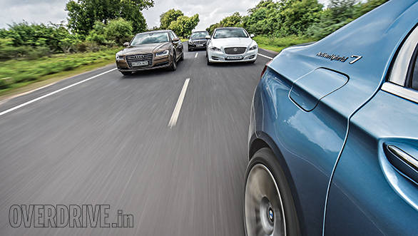 Audi A8 L vs BMW ActiveHybrid 7L vs Jaguar XJ L vs Mercedes-Benz S350 CDI 4