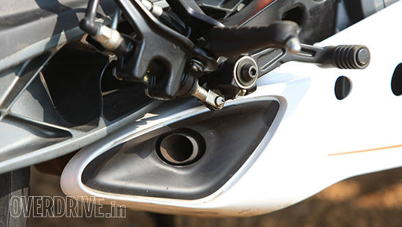 The integration of the exhaust tip into the bottom of the fairing is extremely well executed. KTM have promised that the heat will not eventually to discolours plastic