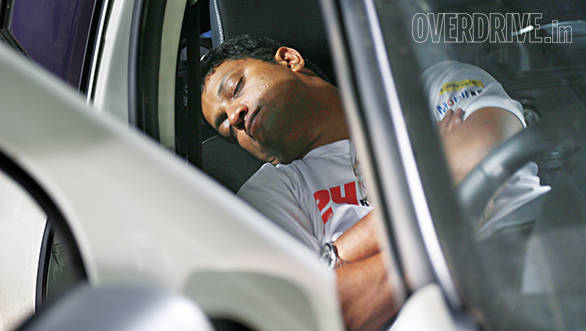 A quick nap between driving stints
